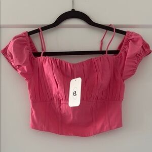 NWT Elodie pink crop off shoulder top